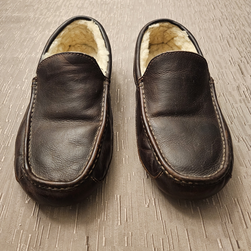 UGG Dark Brown Leather Slip-On Loafers